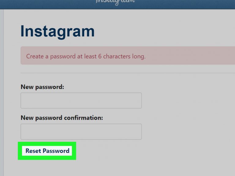 reset instagram password