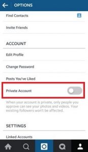 Instagram privacy settings