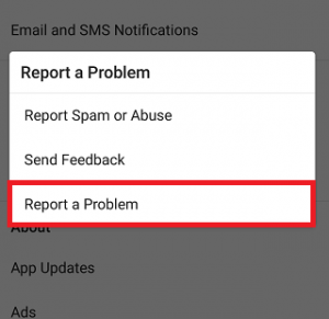 Report A Problem In Instagram