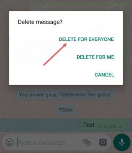 delete a message foreveryone on whatsapp