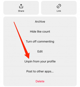 Unpin An Instagram Post
