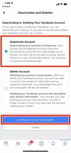 Deactivate a Facebook Account 