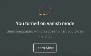 Turn on vanish mode on Instagram 